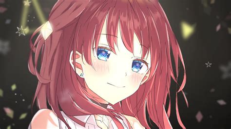 Download Wallpaper 2560x1440 Girl Smile Glance Anime Art Cute