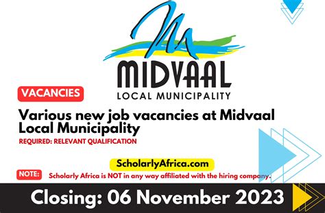 Various New Job Vacancies At Midvaal Local Municipality Scholarly Africa