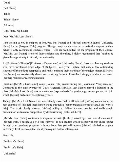 College Admission Recommendation Letter Template Best Of Graduate