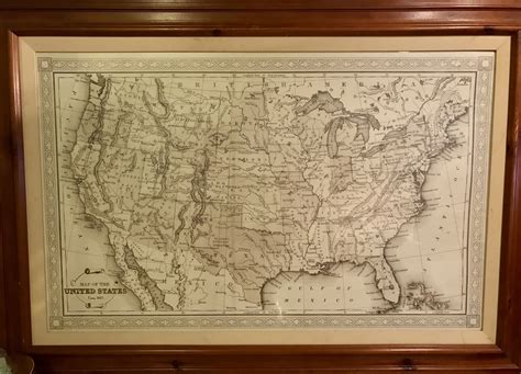 Oversized Framed Vintage Map Of The Usa Circa1872 Vintage Map Frame Map