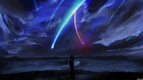 Hd Wallpaper Comet Sky Horizon Stars Kimi No Na Wa Anime