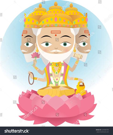 Hindu God Brahma Vector Cartoon Illustration Vector Có Sẵn Miễn Phí