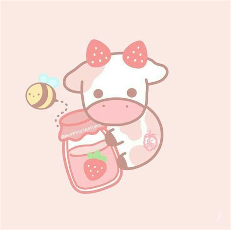 Strawberry Cow Cute Cartoon Drawings Cute Animal Drawings Kawaii