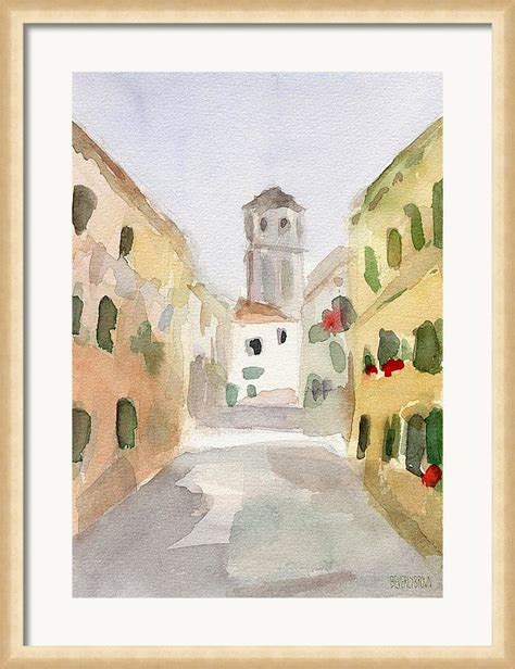 Geraniums Cannaregio Watercolor Painting Of Venice Italy Framed Print