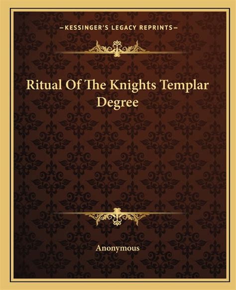 Ritual Of The Knights Templar Degree