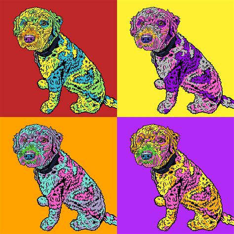 Custom Pop Art Dog Portrait Illustration Andy Warhol Style Etsy Uk