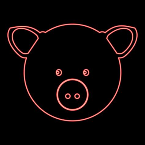 Tête De Cochon Néon Illustration Vectorielle De Couleur Rouge Image De