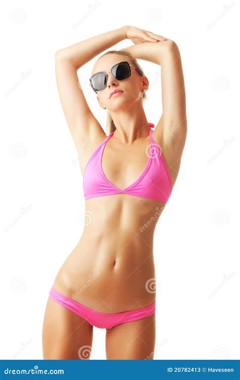 Tan Woman In Bikini And Sunglasses Stock Image Image Of Fitness