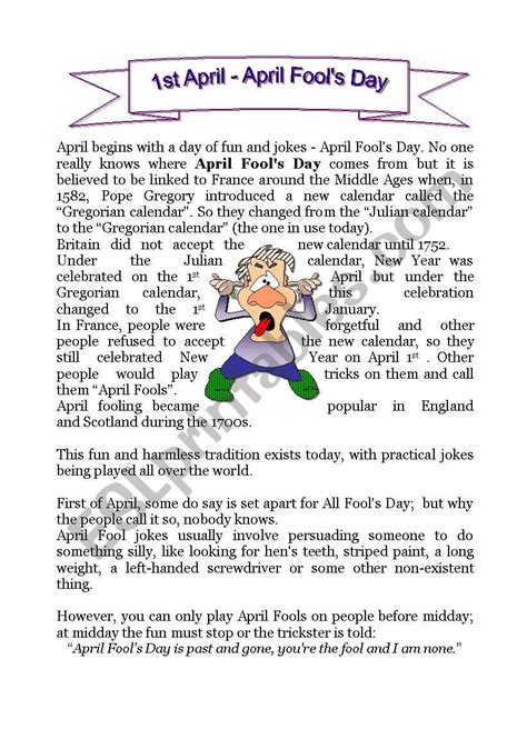 April Fools Day Worksheet Printables