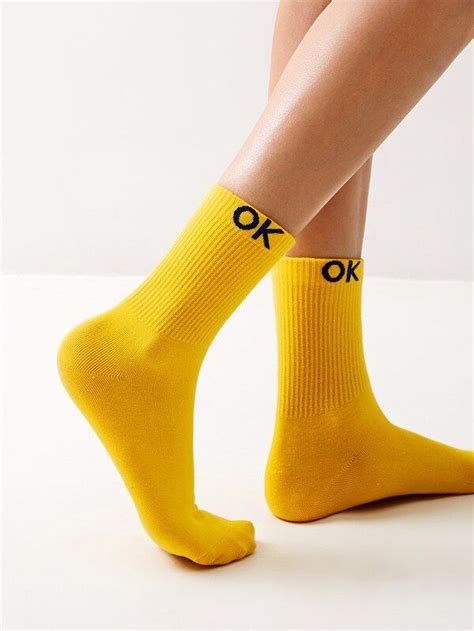 Letter Embroidery Socks 1pair Fashion Socks Socks Photography Stylish Socks