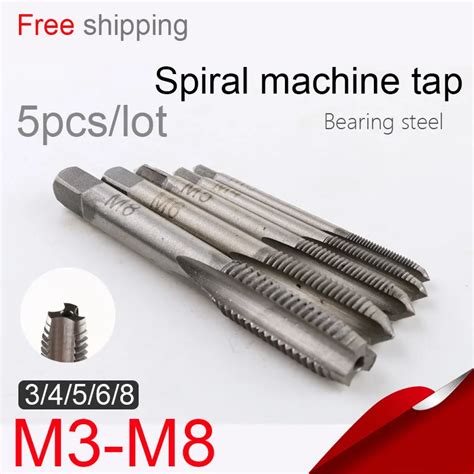5 Pcsset M3 M8 Straight Groove Tap Hand Screw Tap Ratchet Tap Wrench