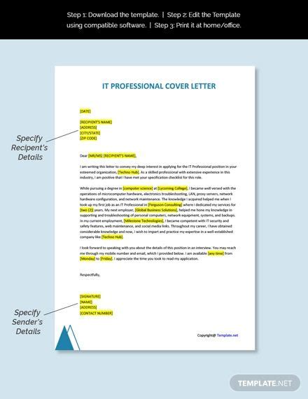 A Professional Cover Letter Is Shown With The Words And Description In