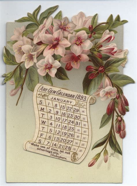 Full Sized Image Art Gem Calendar 1893 Tuckdb Ephemera Vintage