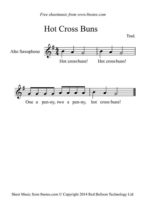 Hot Cross Buns Sheet Music For Saxophone Notes Hot Sex Picture