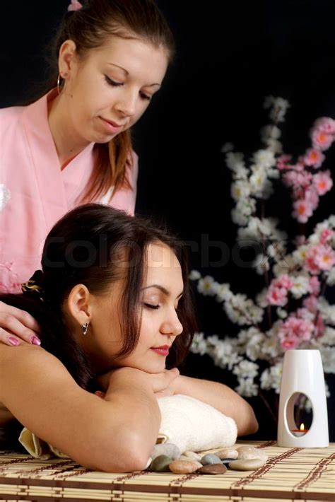 Beautiful Cute Girl Doing Massage Stock Image Colourbox