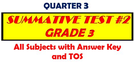 Grade 3 Quarter 3 Summative Test 2 With Answer Key Tos Deped K 12