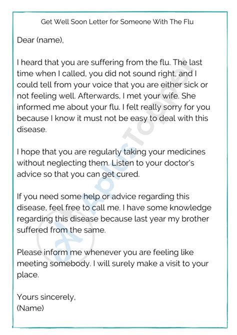 8 Sample Get Well Soon Letters Format And How To Write Get Well Soon