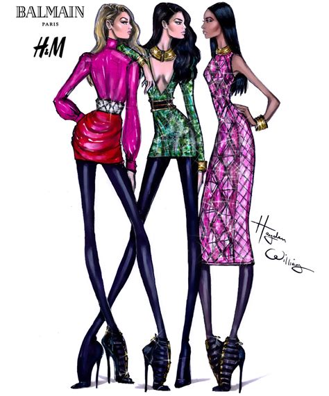 Hayden Williams Fashion Illustrations Balmain X Handm Ft Gigi Kendall