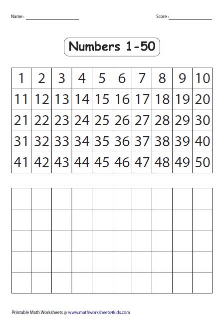 Blanknumberchart150 Writing Numbers Writing Numbers Kindergarten