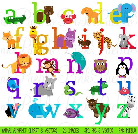 Animal Alphabet Vectors And Clipart Animal Illustrations Creative