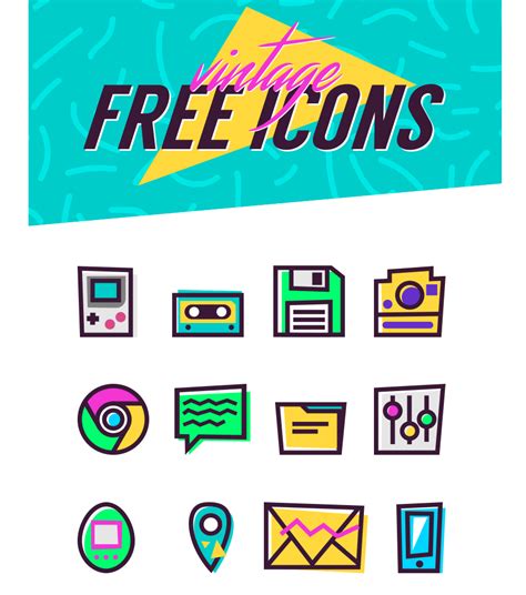 Vintage 90s Icons Set Icons Fribly