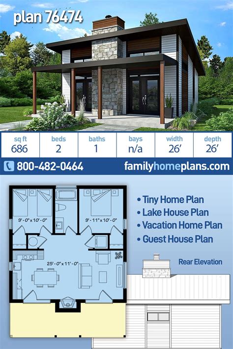 Plan 76461 Modern Home Plan 76461 Small House Plan 924 Sq