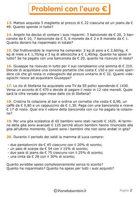 Quanto siete bravi in italiano? 20 Problemi con l'Euro per la Scuola Primaria | Matematica ...