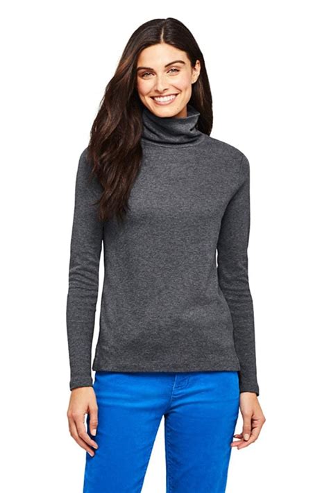 Lands End Women S Supima Cotton Long Sleeve Turtleneck Turtle Neck Long Sleeve Turtleneck