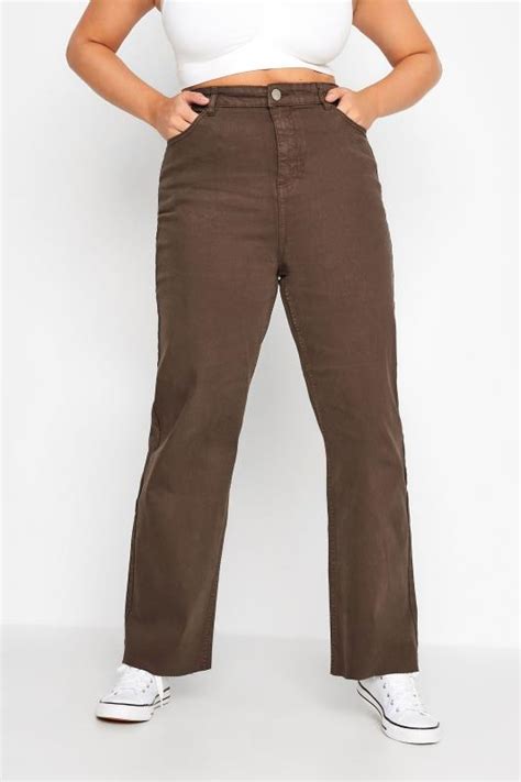 Plus Size Brown Stretch Wide Leg Jeans Yours Clothing