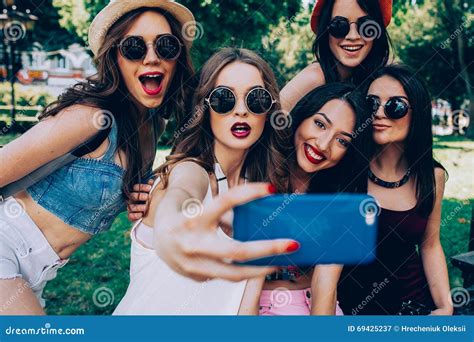 Five Beautiful Young Girls Stock Image Image Of Leisure 69425237