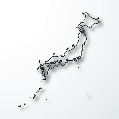 Physical map of japan showing major cities, terrain, national parks, rivers, and surrounding countries with international borders and outline maps. Japan Map Black Outline With Shadow On White Background Stock Illustration - Download Image Now ...