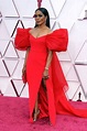 Angela Bassett Wears Red Gown Oscars 2021 Red Carpet: Photos