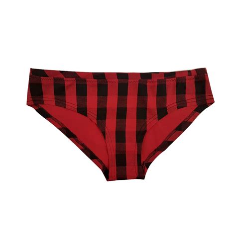 Red Buffalo Plaid Cotton Comfy Underwear Handmade Thong Etsy