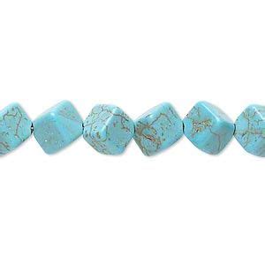 Bead Magnesite Dyed Stabilized Blue Green 9x8mm 9x9mm Diagonally