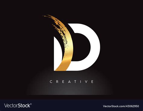 Golden D Letter Logo With Brush Stroke Artistic Vector Image