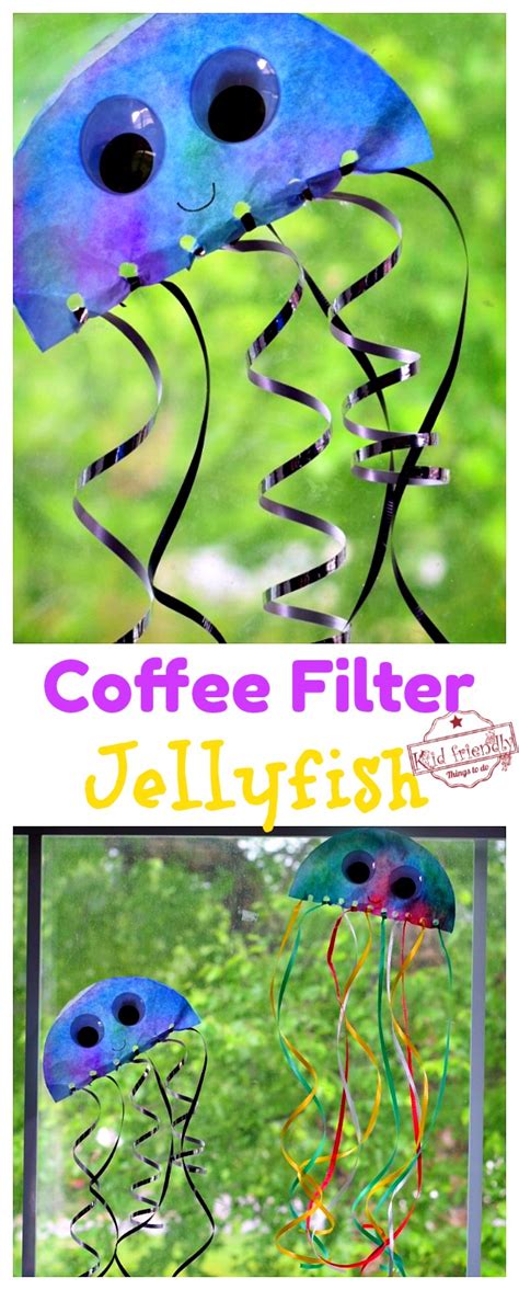 Coffee Filter Jellyfish Sun Catcher Easy Ocean Craft For Kids