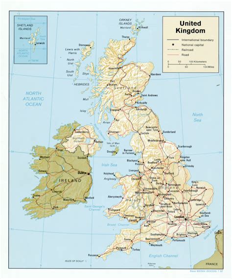 Large Detailed Political Map Of United Kingdom With Roads Images