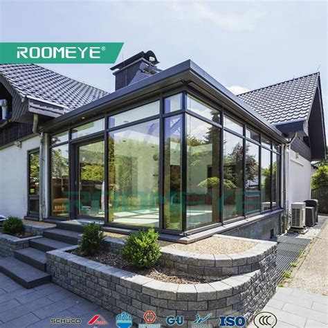 china manufacturer outdoor patio aluminium frame free standing glass house sunroom roof