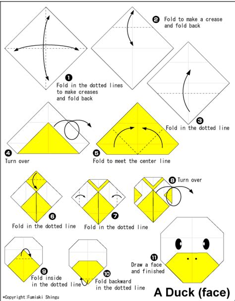 Origami Duck Face Easy Origami Instructions For Kids