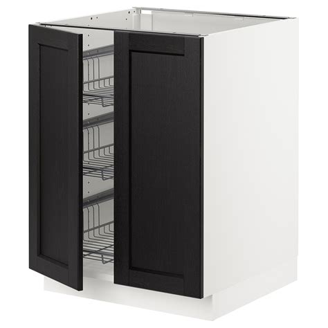 Here are two methods to do it. SEKTION Base cabinet w wire basket/2 doors, white, Lerhyttan black stained, 24x24x30" - IKEA