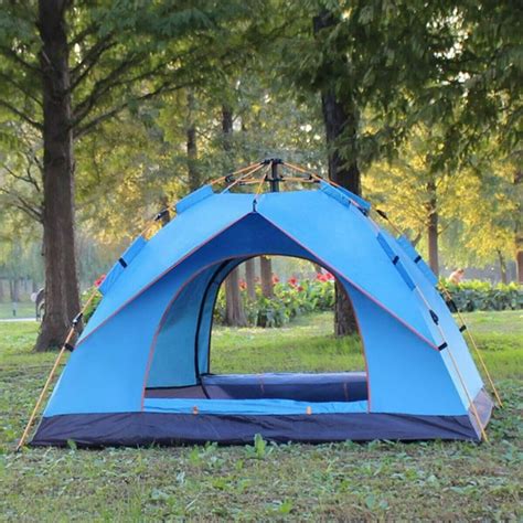 Camping Tent Waterproof 3 4 People Automatic Instant Pop Up Tent Blue