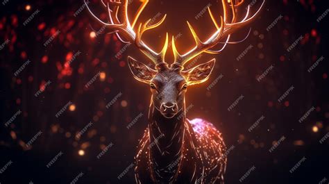 Premium Photo Male Deer With Glowing Antlers Magical Artistic Render
