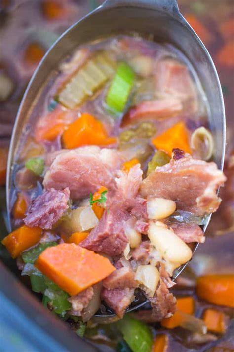 This recipe may take a while to make, but it is mostly unattended and your efforts will be rewarded with a deeply satisfying meal. Slow Cooker Ham and Bean Soup Recipe - Dinner, Then Dessert