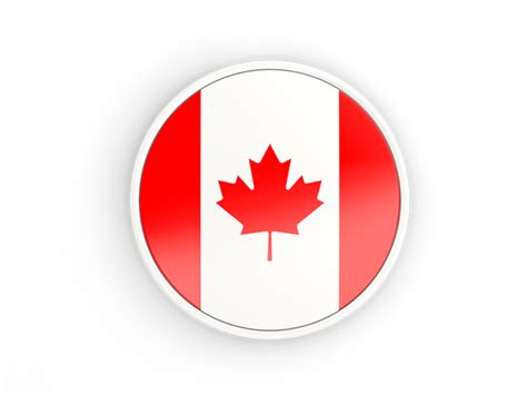 Round icon with white frame. Illustration of flag of Canada