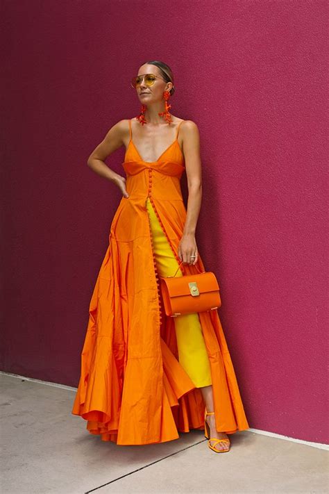 Shades Of Orange Orange Dress Orange Outfit Style