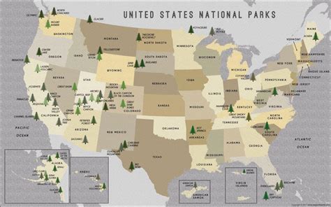 Karte Der Us Nationalparks National Parks Usa Karte Nordamerika