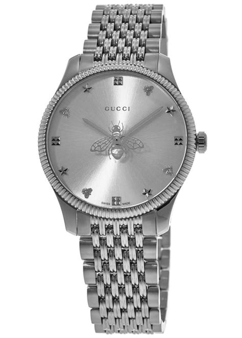 Gucci G Timeless Silver Dial Stainless Steel Womens Watch Ya1264153