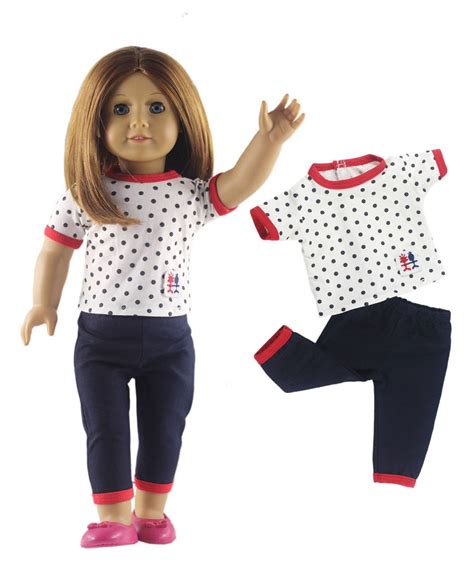 high quality american girl doll clothes doll accessories fashion white dots sports suit for 18