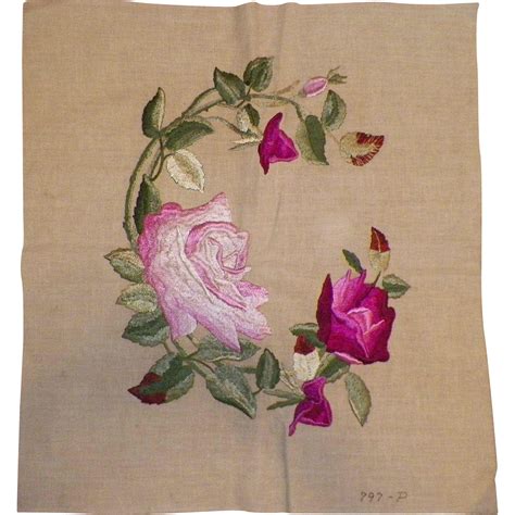 Vintage Society Silk Embroidered Roses Textile | Embroidered roses, Flower art, Embroidered silk