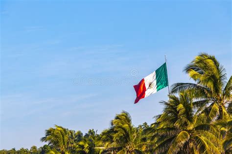 Mexican Green White Red Flag In Zicatela Puerto Escondido Mexico Stock